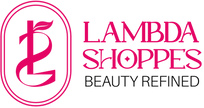Lambda Shoppes logo in vibrant pink, representing a beauty and skincare brand with luxury products.