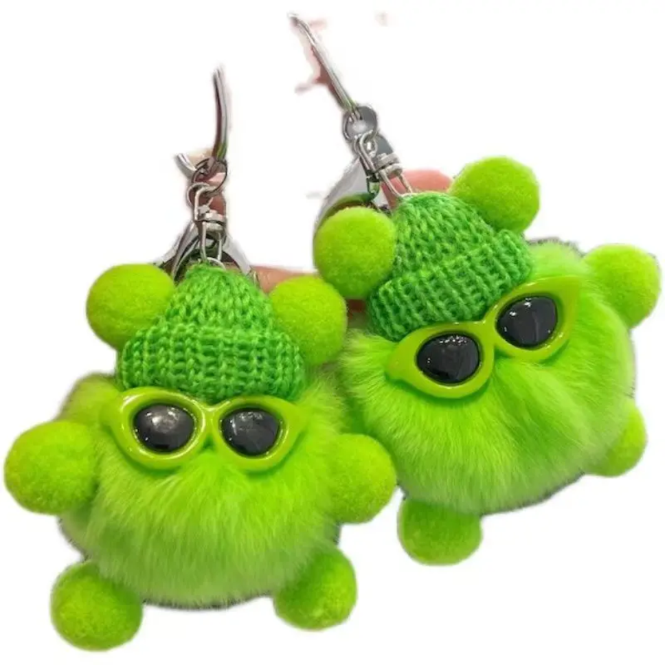 Neon Green Fluffy Keychain-1