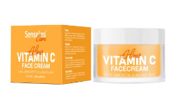 Brightening Vitamin C Face Cream jar and box, skincare essentials for radiant skin, enriched with revitalizing serums.